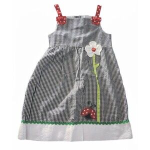 Emily Rose Black Checkered Dress sz 6 Girls Sleeveless Spring Summer